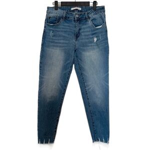 KanCan Medium Wash Distressed Mid Rise Scissor Brenda Ankle Skinny Jeans Size 31